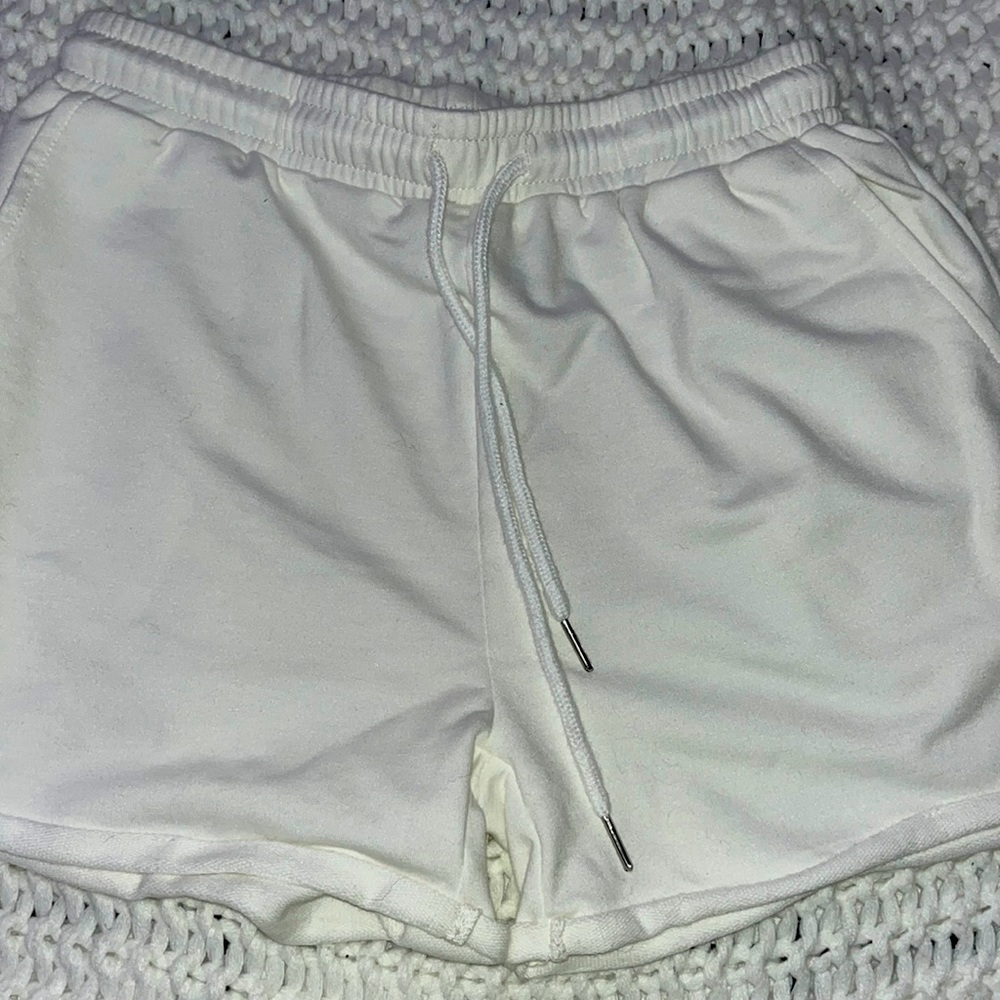 cute white sweat shorts from shein!!